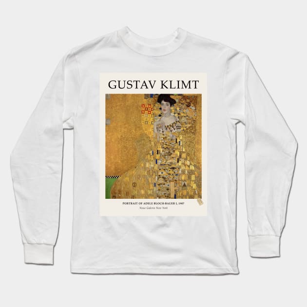 Gustav Klimt Portrait Of Adele Bloch-Bauer I Exhibition Design Long Sleeve T-Shirt by VanillaArt